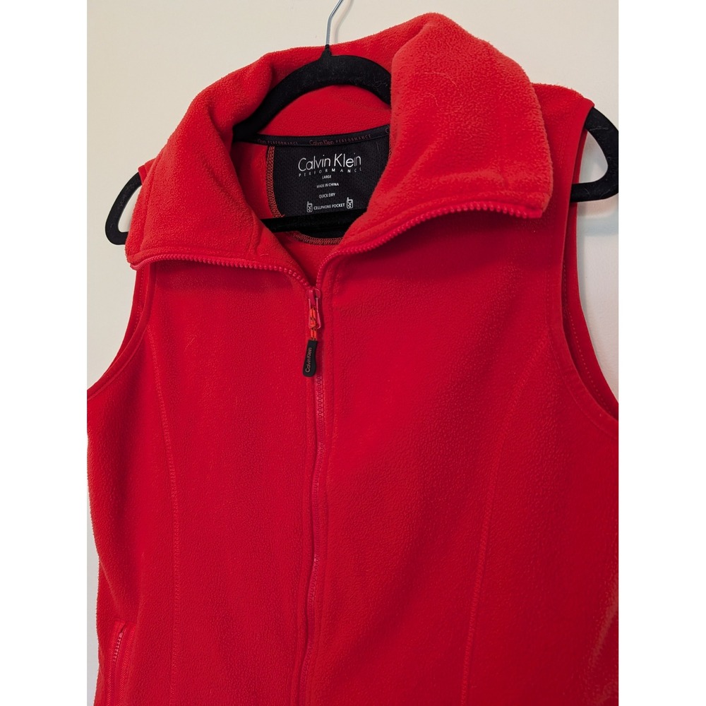 Calvin Klein Performance Fleece Full Zip Vest Womens L Coral Raspberry Pink Red - Picture 5 of 9